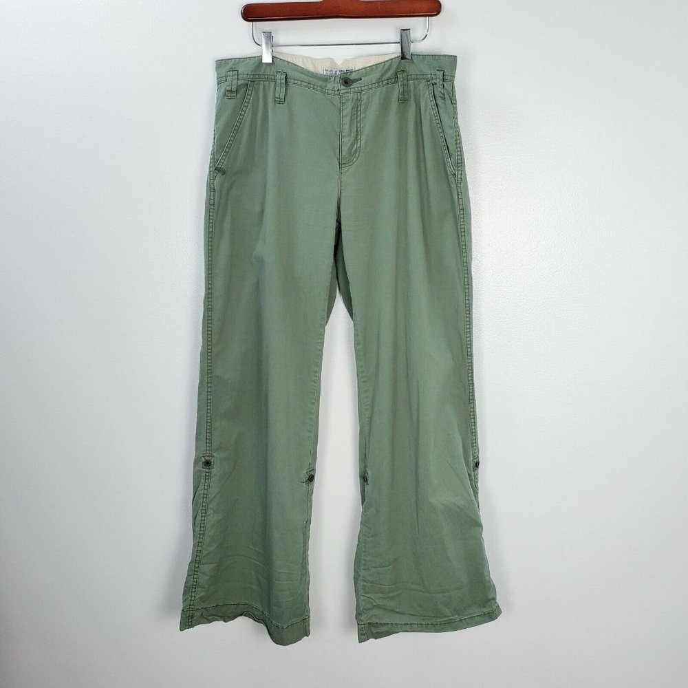 Ralph Lauren Polo Women's Wide Leg Green Roll Up Convertible Pants Size 12